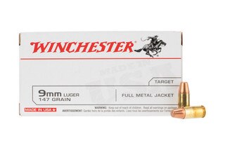 Winchester Ammunition 9mm 147gr Full Metal Jacket Flat Nose - Box of 50